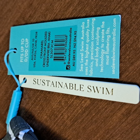 Sea Level Swim Australia Striped Grey and White Women's Bra - Picture 4 of 7